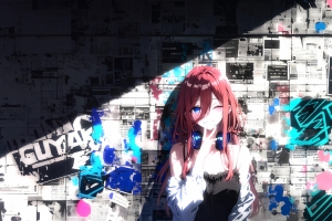 报纸墙 中野三玖 平板壁纸 3000x2000