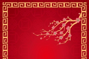 矢量中国风梅花回字纹背景素材