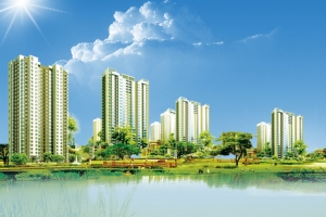 建筑清新地产海报背景