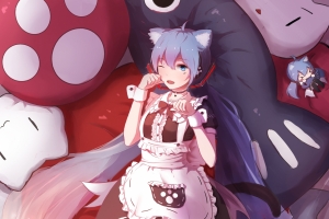 初音未来 miku 猫耳女仆装手机壁纸