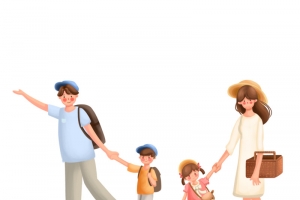 卡通一家人旅行免抠图