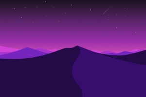 紫色背景 山 简约 星空5k壁纸