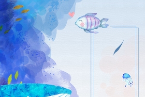 手绘风梦幻水族馆宣传海报背景素材