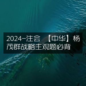 2024注会考试【中华会计网校】杨茂群战略主观题必背要点