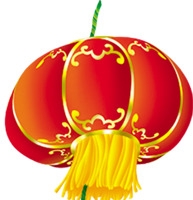 手绘新年花纹灯笼装饰