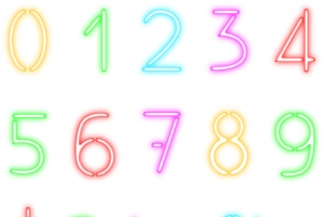 霓虹数字与符号设计矢量素材