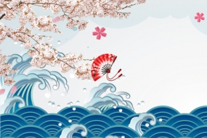 文艺海浪樱花日本国庆旅行淘宝banner