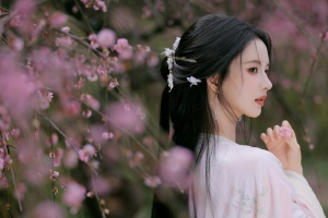 樱花 养眼古风美女 刘些宁 4K桌面壁纸 3840x2400