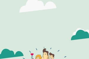 超人爸爸带儿女手绘背景图