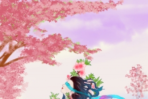 手绘桃花源图卡通设计素材 高清PNG透明背景免费下载