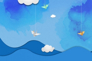 蓝色云朵海浪背景