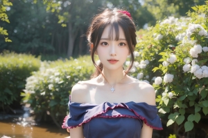 花丛中可爱女孩动漫平板壁纸 2732x2048
