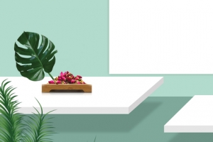 文艺清新绿植化妆品大促banner