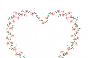 手绘粉嫩心形花朵边框