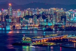建筑 夜城 建筑 海岸 灯光 4k壁纸 3840x2160