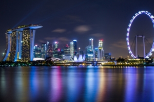 夜灯 海边城市夜景 摩天轮 4k风景壁纸