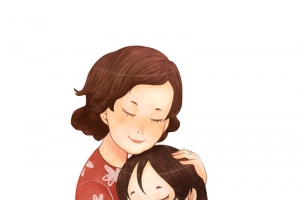 卡通抱着孩子的母亲手绘元素高清PNG透明图片设计素材免费下载