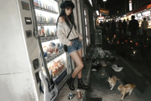 美食街戴帽子女孩4K动漫高清壁纸3840x2160免费下载