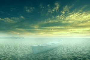 绿色天空小船背景素材