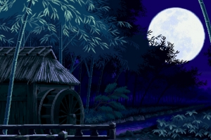 唯美中国风竹林建筑月夜banner