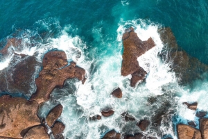 岩石 鸟瞰图 大海 海岸 4k壁纸 3840x2160