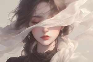 遮眼动漫美女唯美3200*2000高清壁纸全屏