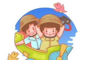 坐飞机的儿童插画