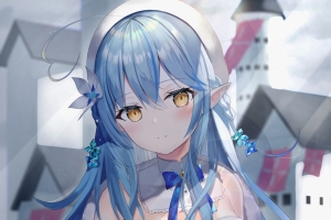 可爱动漫美女 蓝色长发 高清4k手机壁纸