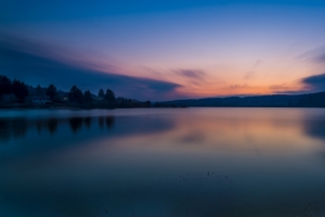 湖 日落 地平线3440x1440风景壁纸
