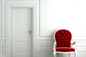 红色椅子白色木门高清PNG透明背景设计素材免费下载