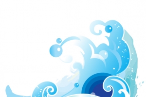 彩色手绘海浪