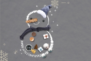 圣诞节雪人卡通灰色banner