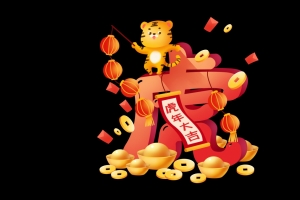 2022虎年春节大吉元宝红包灯笼喜庆4k壁纸