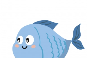 鱼点缀海洋蓝色可爱高清PNG透明免扣设计素材免费下载