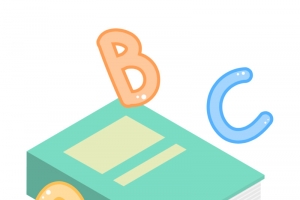 卡通英语书本与英文字母高清PNG透明免扣设计素材免费下载