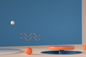 C4D，蓝色，橘色，场景，建模，背景
