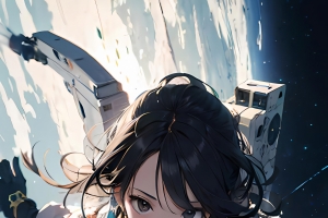 太空 美少女 空间, 漂浮 4k高清手机壁纸