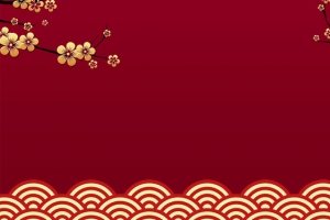 梅花云海红色背景