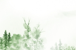 手绘树林水墨画