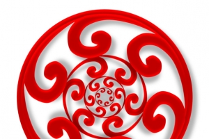 红色禅绕画吉祥花纹