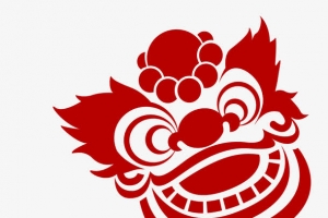 红色春节舞狮元素