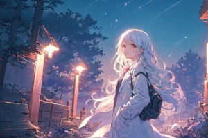 女孩 背包 星星 艺术 动漫 4k壁纸 3840x2160