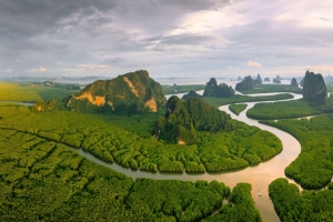 泰国攀牙湾安达曼海的红树林3440x1440电脑壁纸