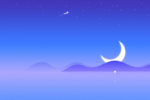 卡通夜下新月海报背景