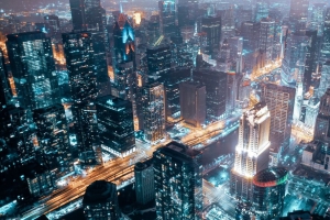 夜城 鸟瞰图 建筑 灯光 建筑 概览 4k壁纸 3840x2160