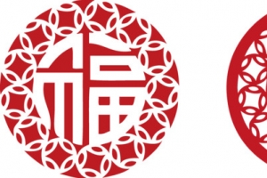 新年创意圆形福字雕花窗贴