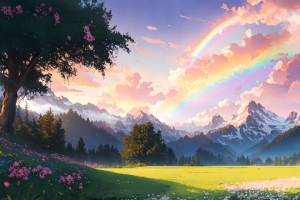 小女孩 美丽风景 花草 树林 3440x1440带鱼屏壁纸
