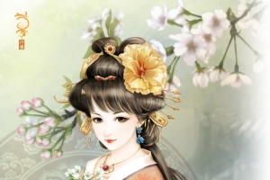 金色卷发羞涩女子