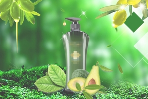 洗发水广告几何绿色景色banner
