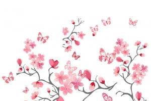 粉色的花和蝴蝶